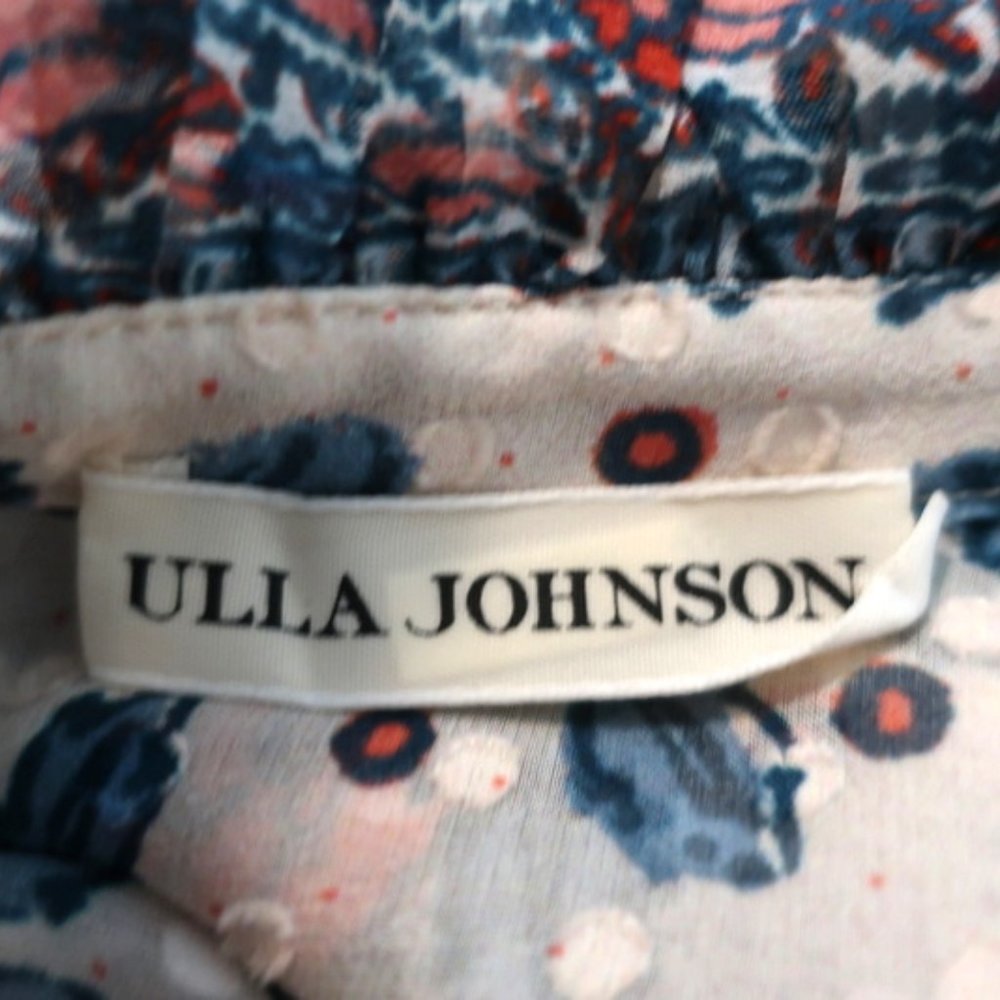 ULLA JOHNSON DRESS DANI CREAM/RED RUFFLED FLORAL CHIFFON SIZE 2 LONG SLEEVE MINI - Picture 6 of 8